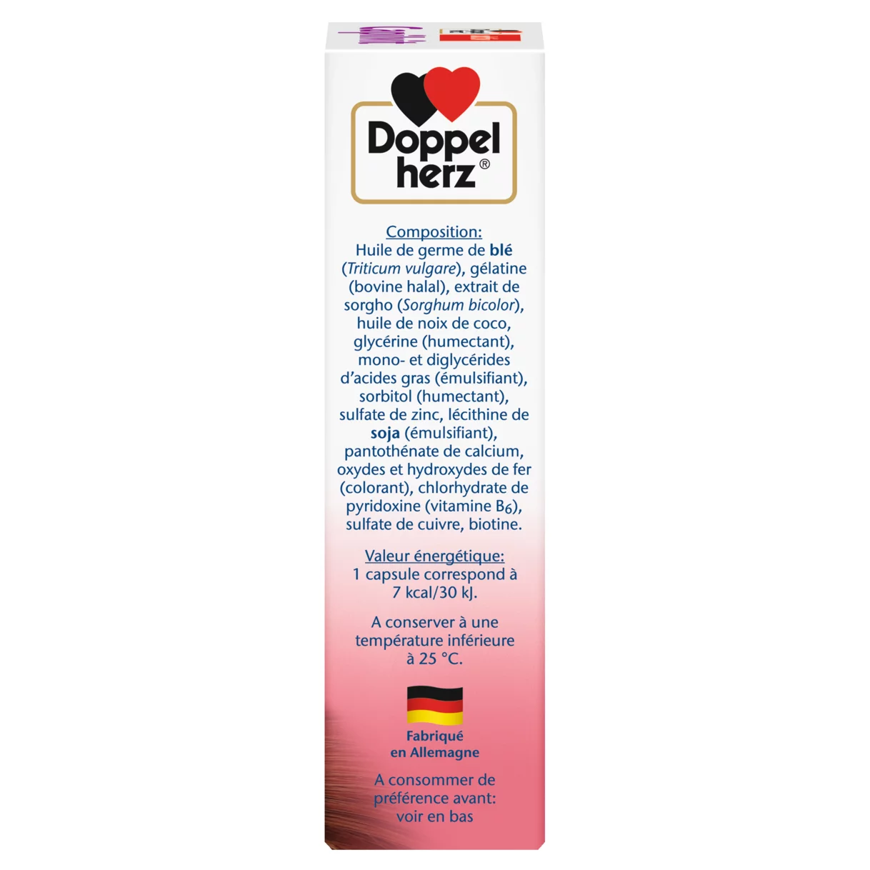 Illustration of the product packaging Doppelherz aktiv Capilvit  side view right